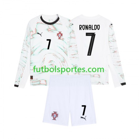 Camiseta Portugal Cristiano Ronaldo 7 Niño Segunda Equipación 2025 Manga Larga